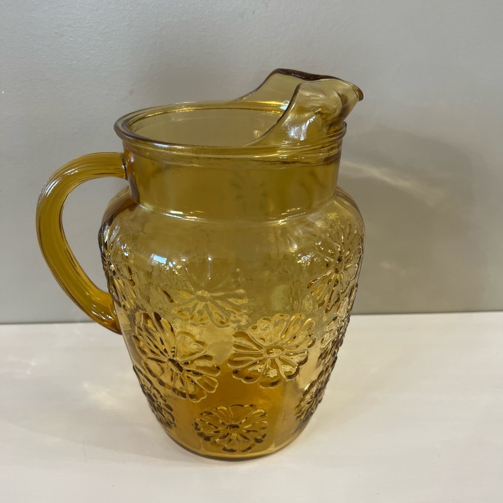 Anchor Hocking Vintage Amber Daisy Pitcher